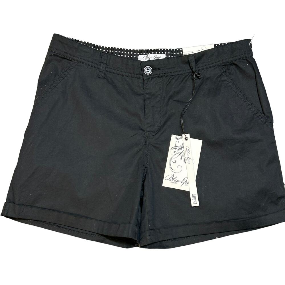 NWT Blue Epic Mid‎ Rise Chino Shorts Black Women's Size 14